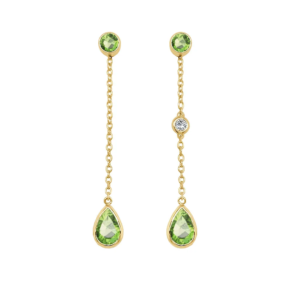 Pear Shape Gemstone & 0.04Ct Diamond Mismatched Earring Set in 14K Gold