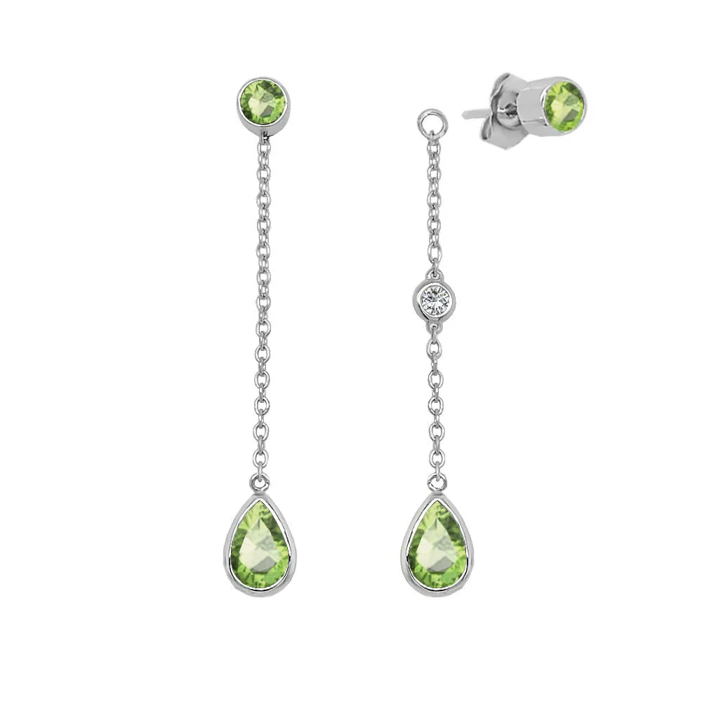 Pear Shape Gemstone & 0.04Ct Diamond Mismatched Earring Set in 14K Gold
