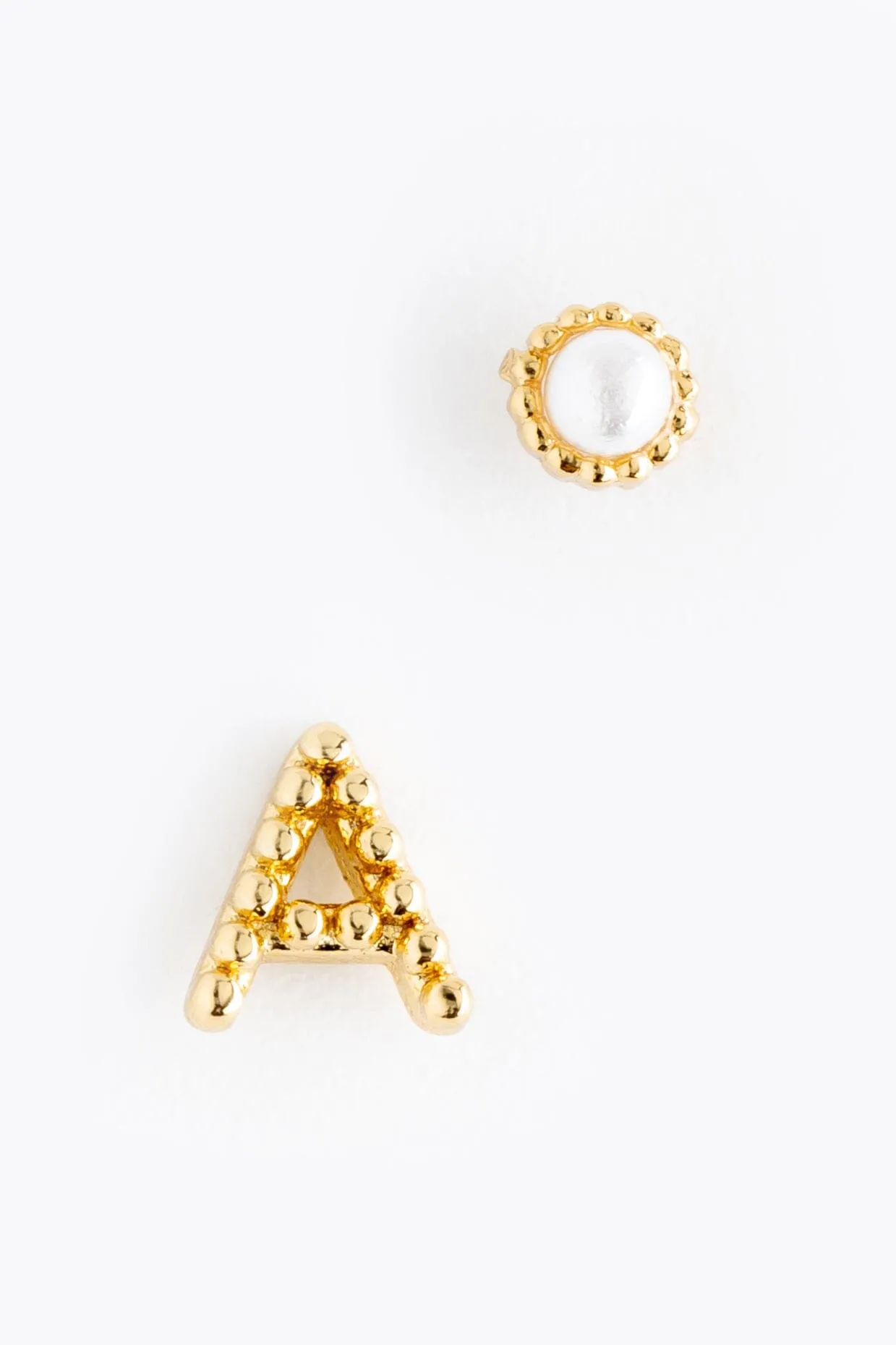 Pearl A Ball Stud Earrings