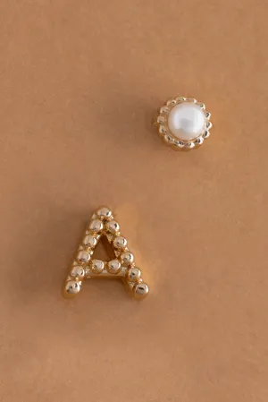 Pearl A Ball Stud Earrings