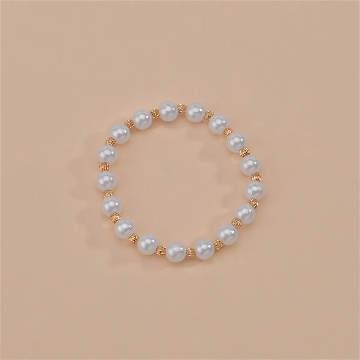 Pearl & 18K Gold-Plated Beaded Stretch Anklet