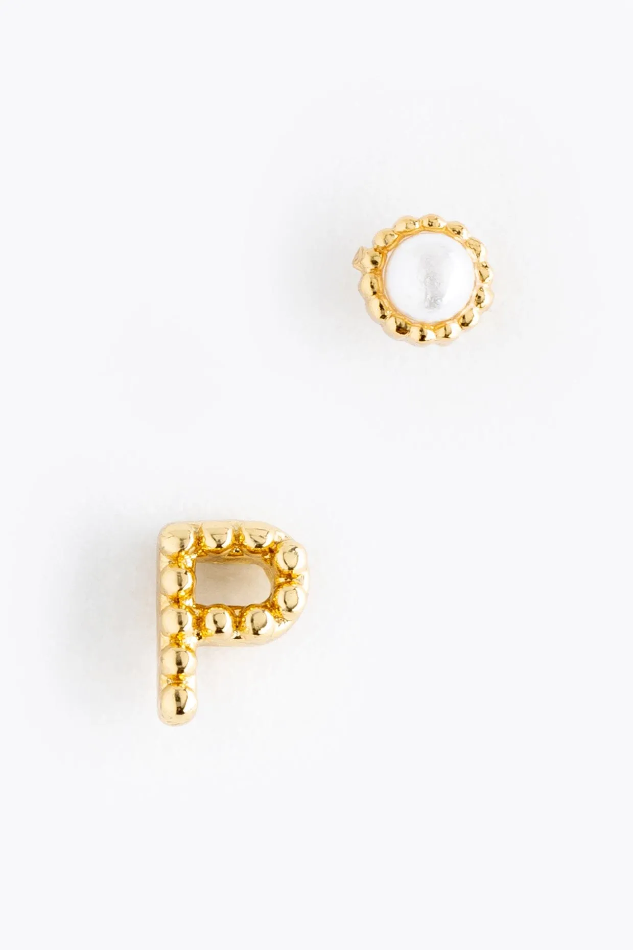 Pearl P Ball Stud Earrings