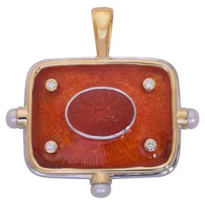 Pendant- Cornelian, Fresh Water Pearl and Diamond (Enamel)