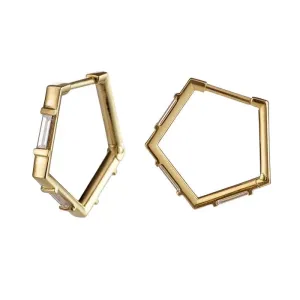 Pentagon Baguette Hoop Earrings