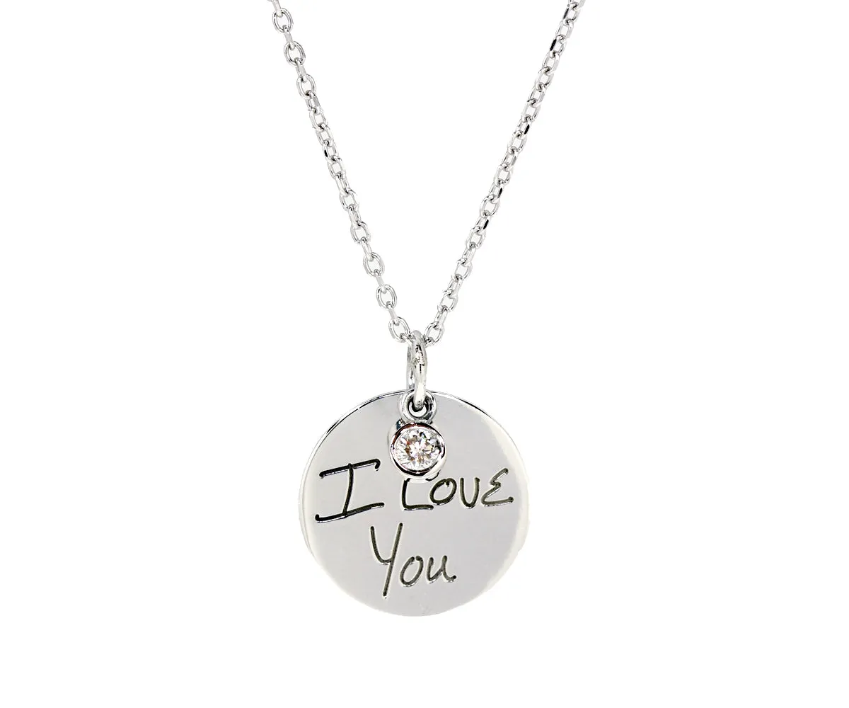 Personal Handwritten Diamond Silver Keepsake Necklace