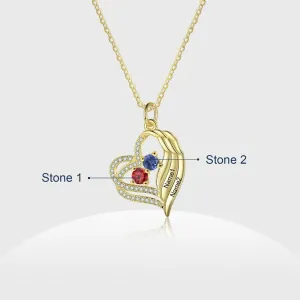 Personalized 2 Names Gold Color Heart-Shaped Necklace
