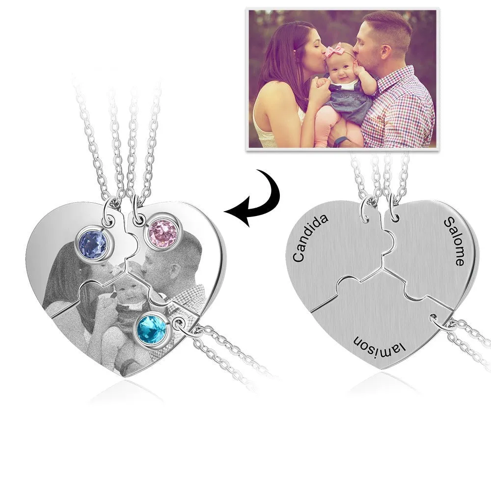 Personalized 3 Birthstones & 3 Names Necklace