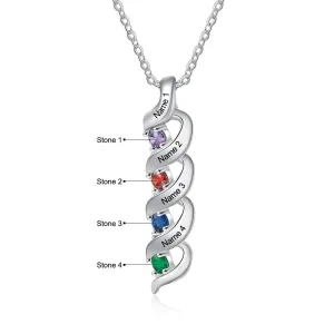 Personalized 4 Stones Twisted Pendant
