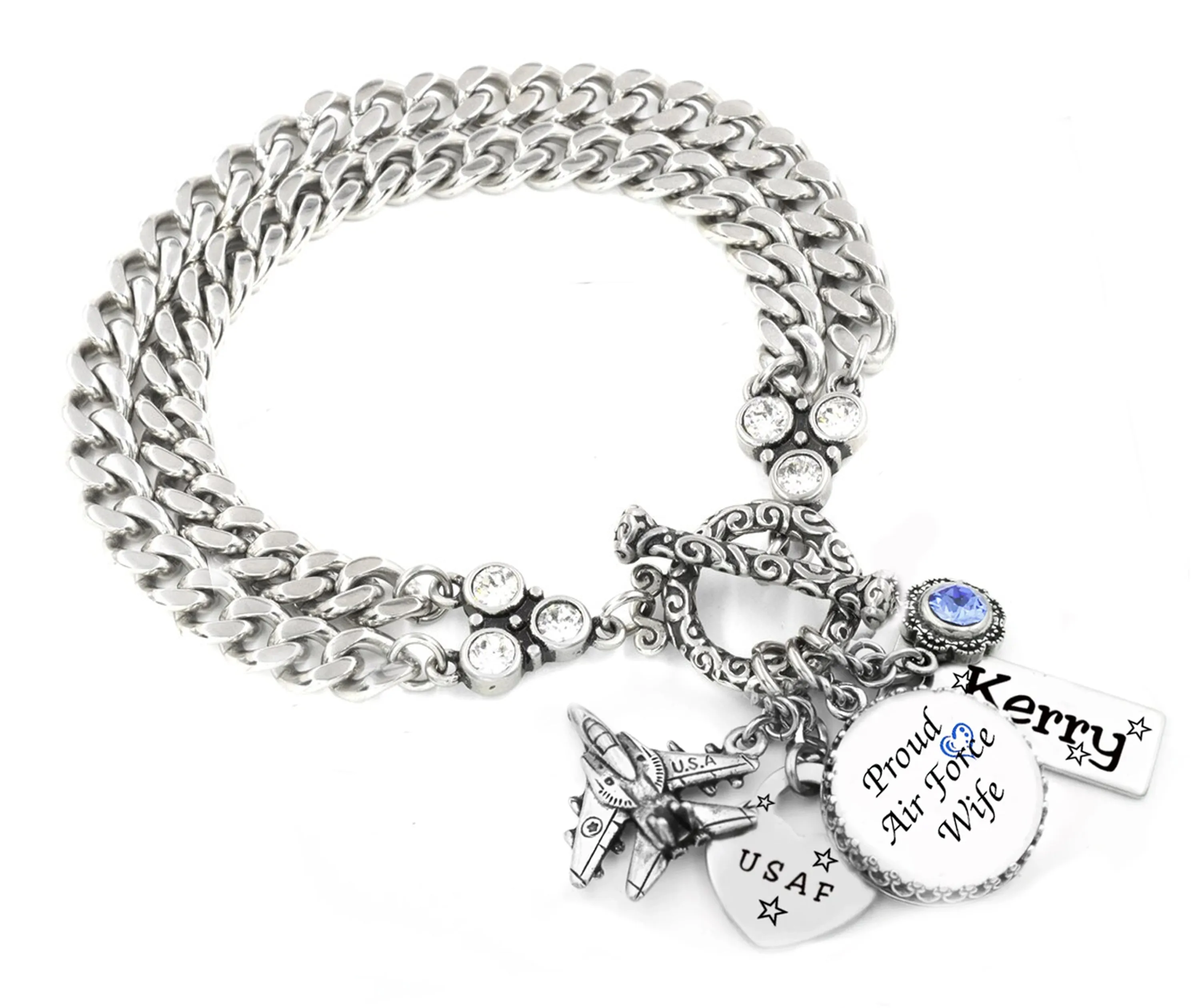 Personalized Air Force Wife Bracelet