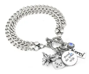 Personalized Air Force Wife Bracelet
