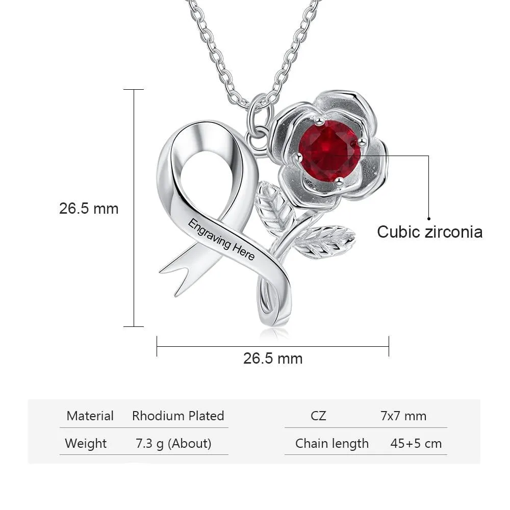 Personalized Birthstone Rose Pendant Necklace