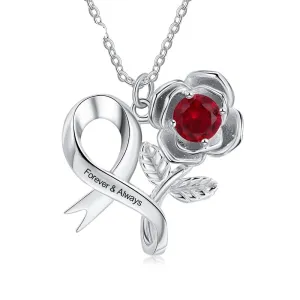 Personalized Birthstone Rose Pendant Necklace