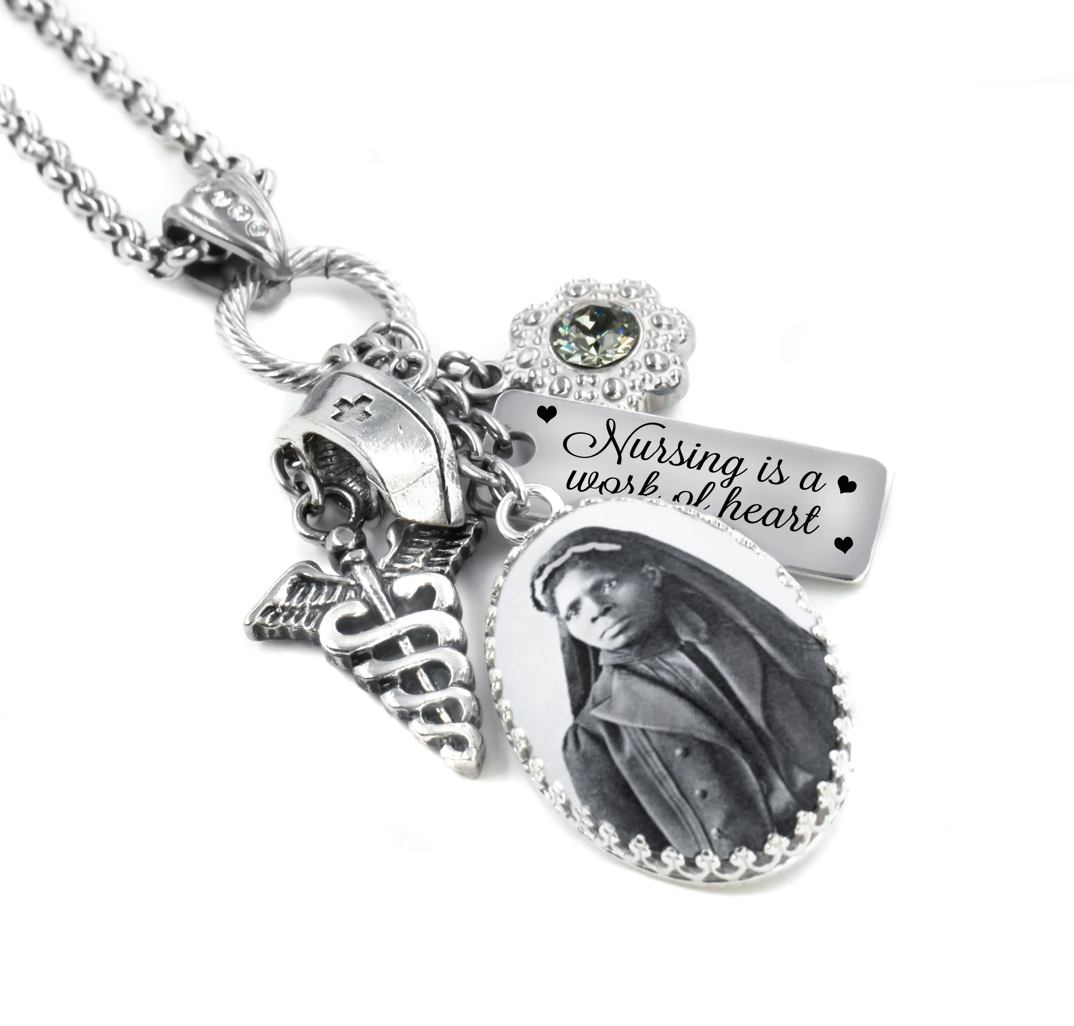 Personalized Black Nurse Necklace