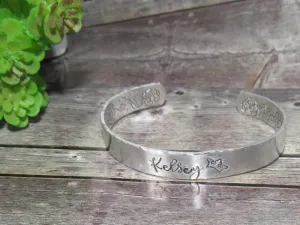 personalized cuff bracelet with your wording , custom hand stamped  jewelry, customized jewelry, handstamped jewelry