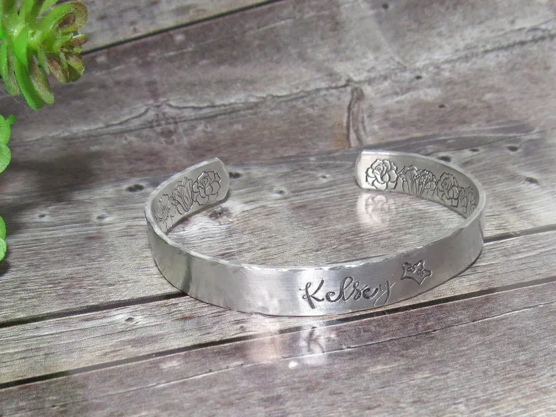 personalized cuff bracelet with your wording , custom hand stamped  jewelry, customized jewelry, handstamped jewelry