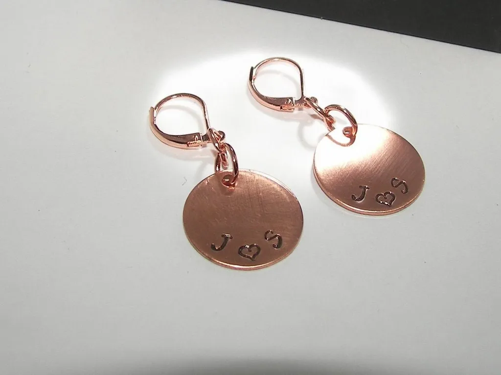 personalized  dangle drop earrings , custom personalized jewelry, handstamped jewerly, handstamped jewelry