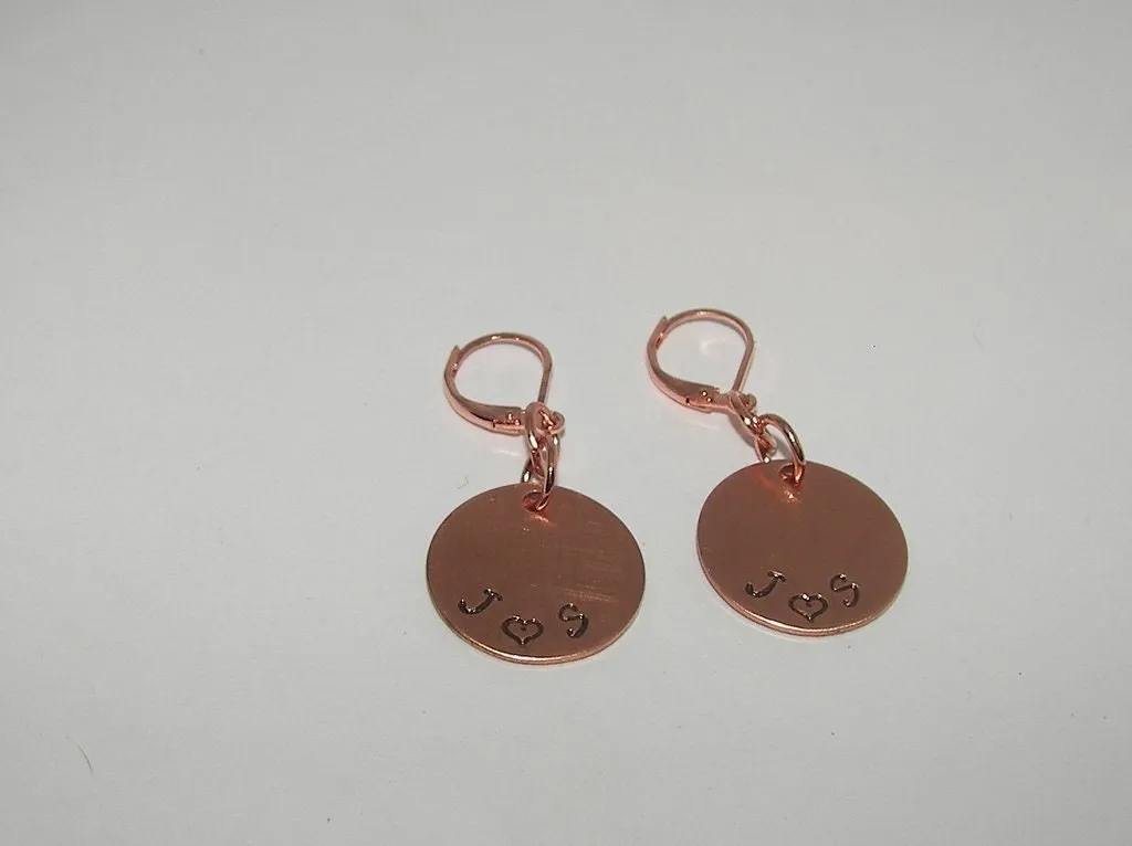 personalized  dangle drop earrings , custom personalized jewelry, handstamped jewerly, handstamped jewelry