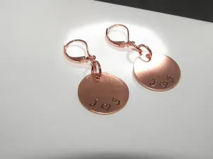 personalized  dangle drop earrings , custom personalized jewelry, handstamped jewerly, handstamped jewelry