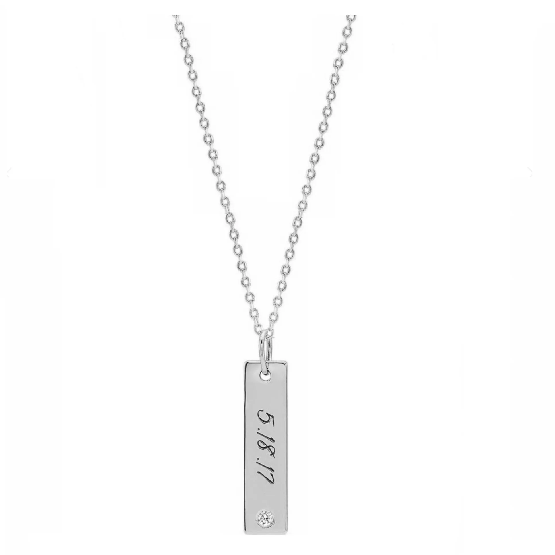 Personalized Diamond Embellished Vertical Bar Necklace
