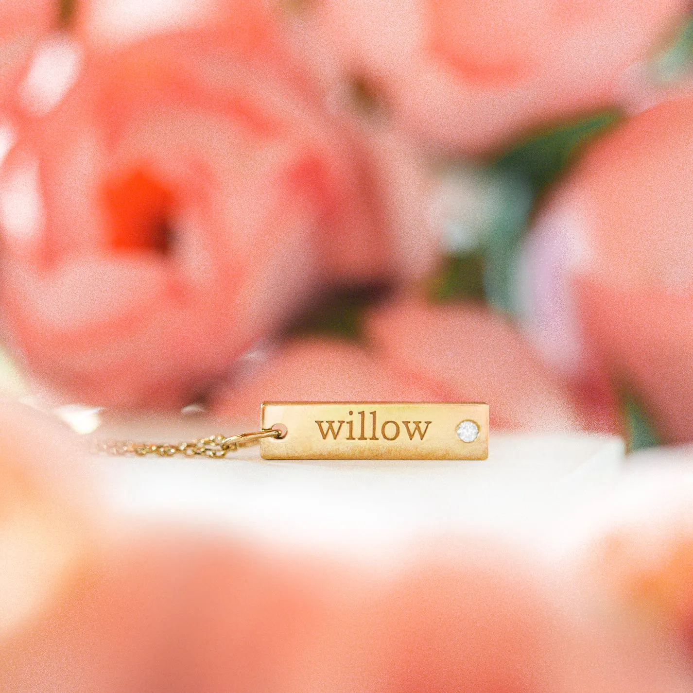 Personalized Diamond Embellished Vertical Bar Necklace