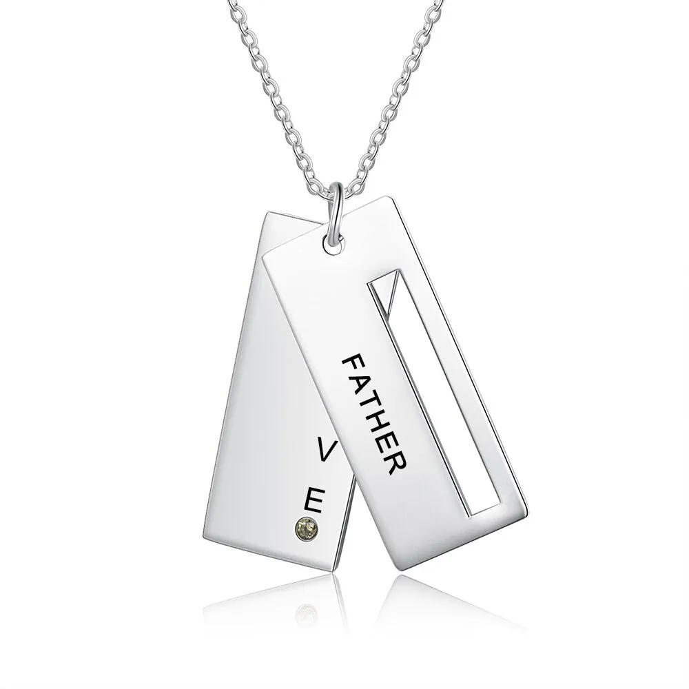 Personalized Engraved Name Pendant 1 Stone
