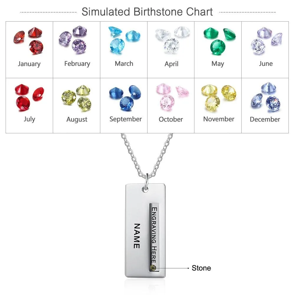 Personalized Engraved Name Pendant 1 Stone