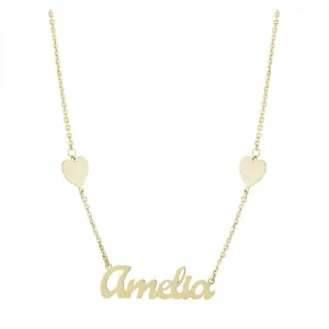 Personalized Hearts Script Name Necklace