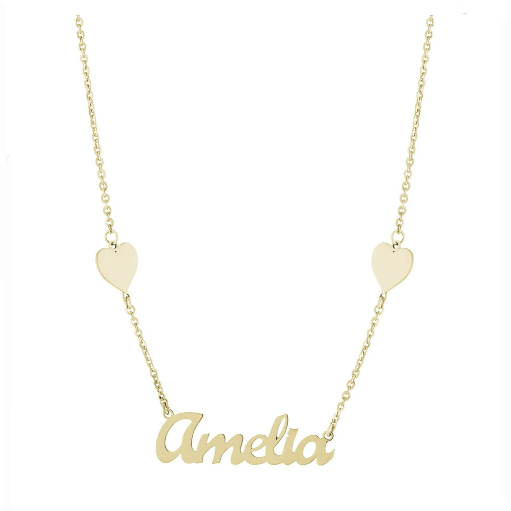 Personalized Hearts Script Name Necklace