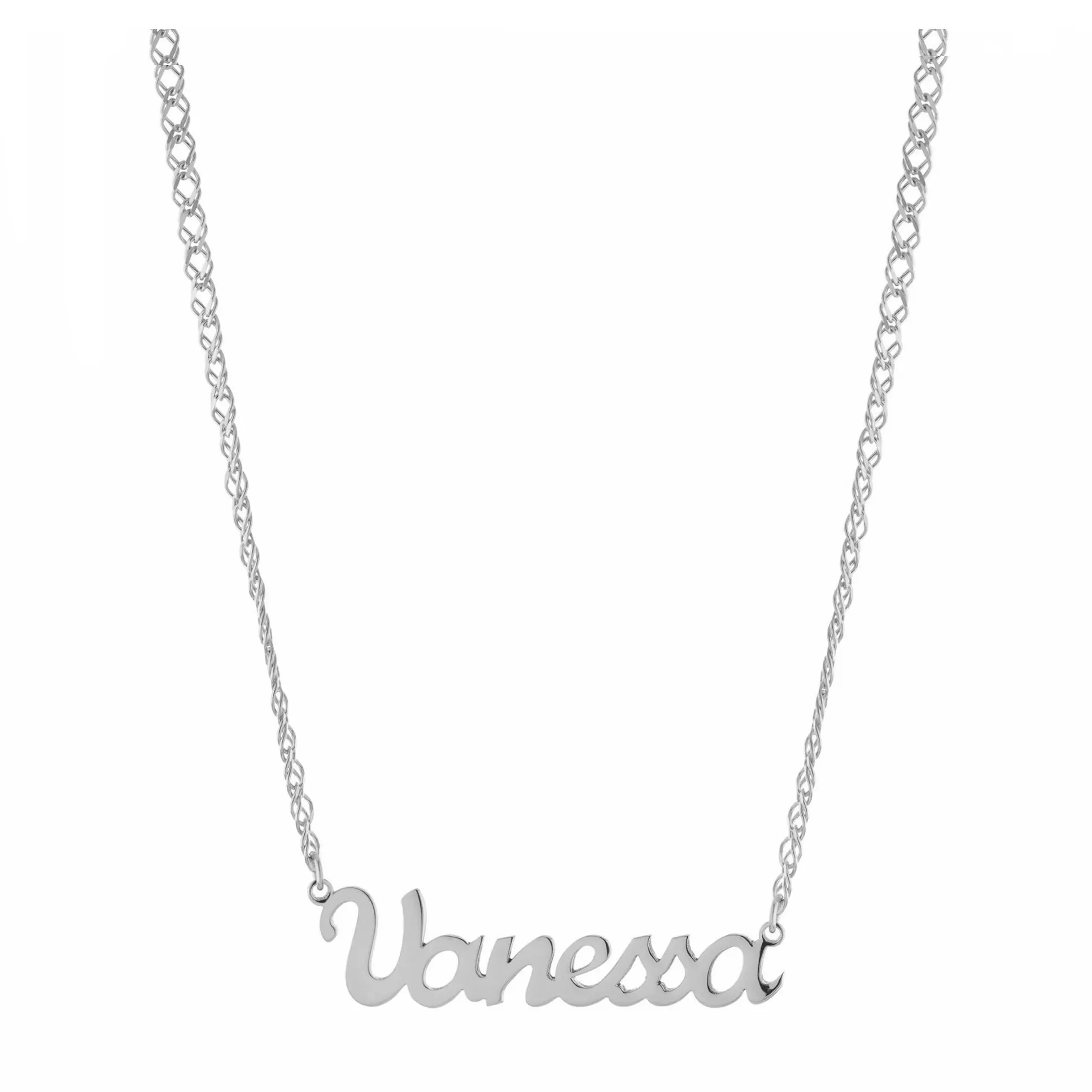 Personalized Horizontal Script Rombo Name Necklace