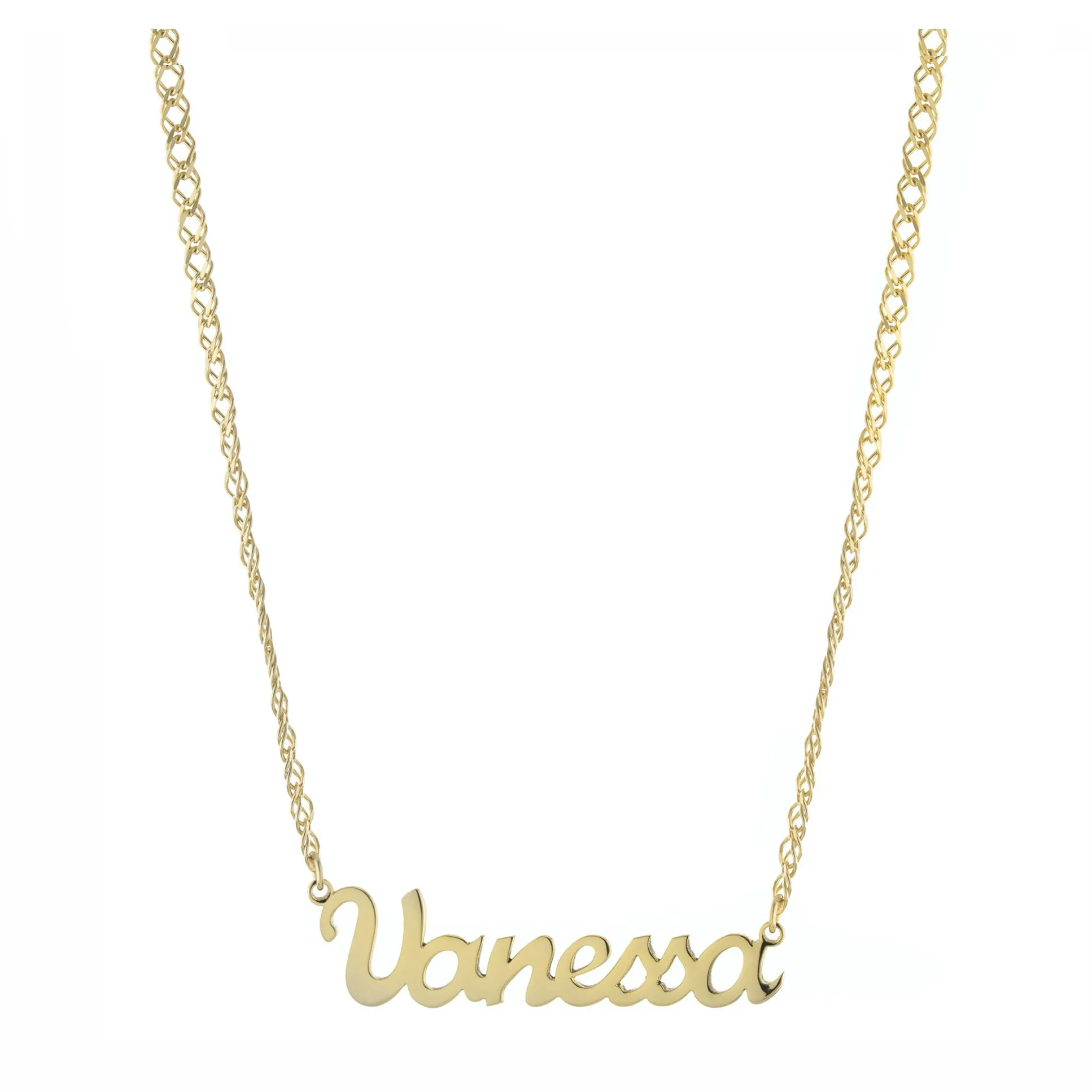 Personalized Horizontal Script Rombo Name Necklace