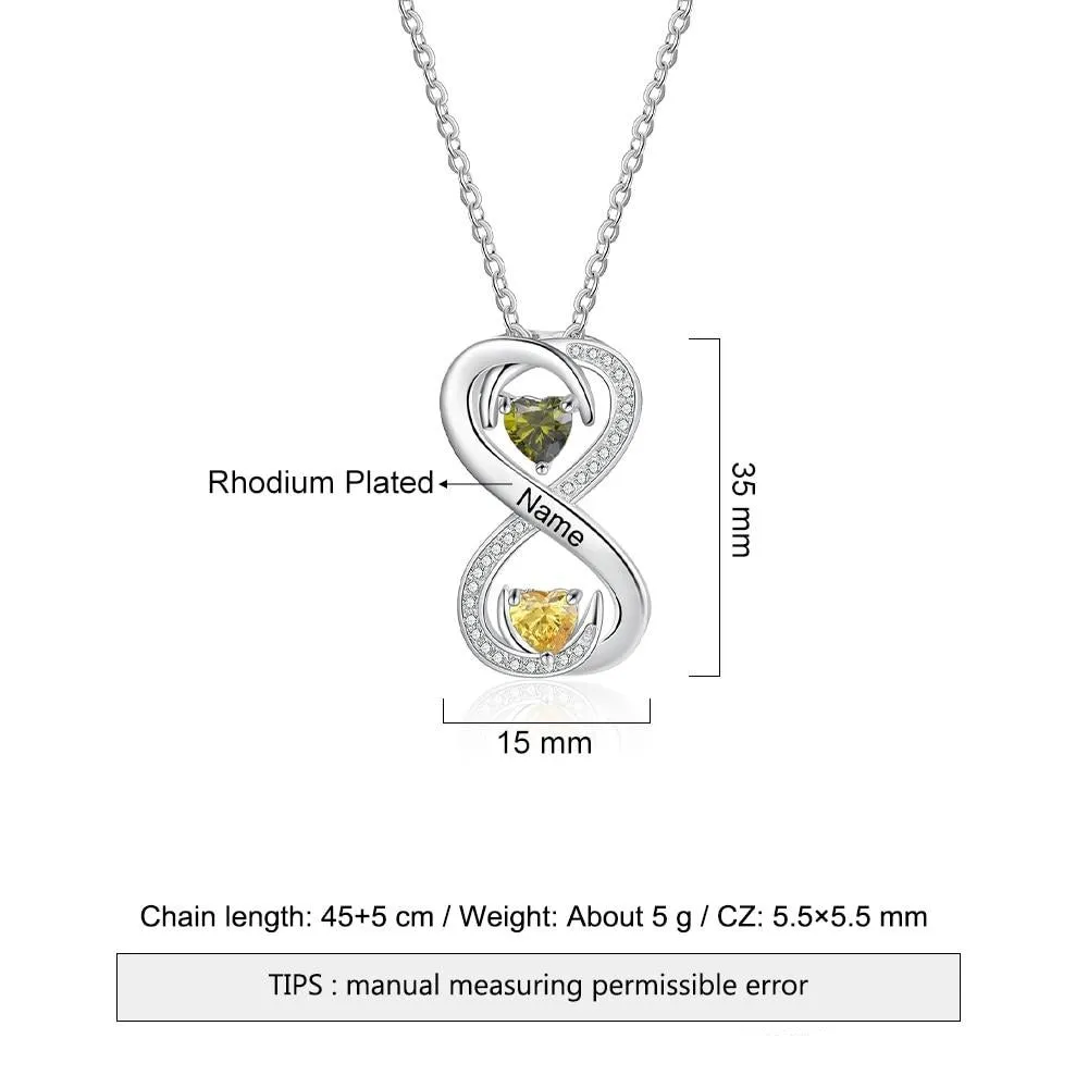 Personalized Infinity Necklace With 2 Birthstones