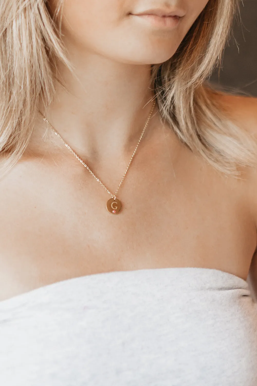 Personalized Initial Birthstone Jewelry Necklace