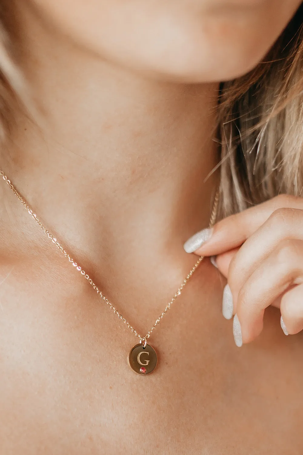 Personalized Initial Birthstone Jewelry Necklace