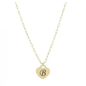 Personalized Initial Heart Paperclip Chain Necklace