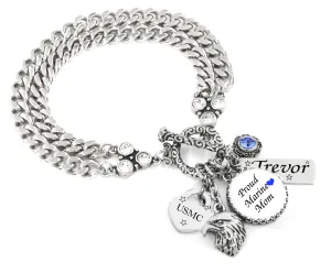 Personalized Marine Mom Bracelet or choice of Military Branch