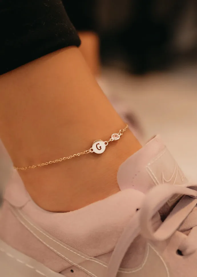 Personalized Monogram Anklet, Gold Initial Anklet