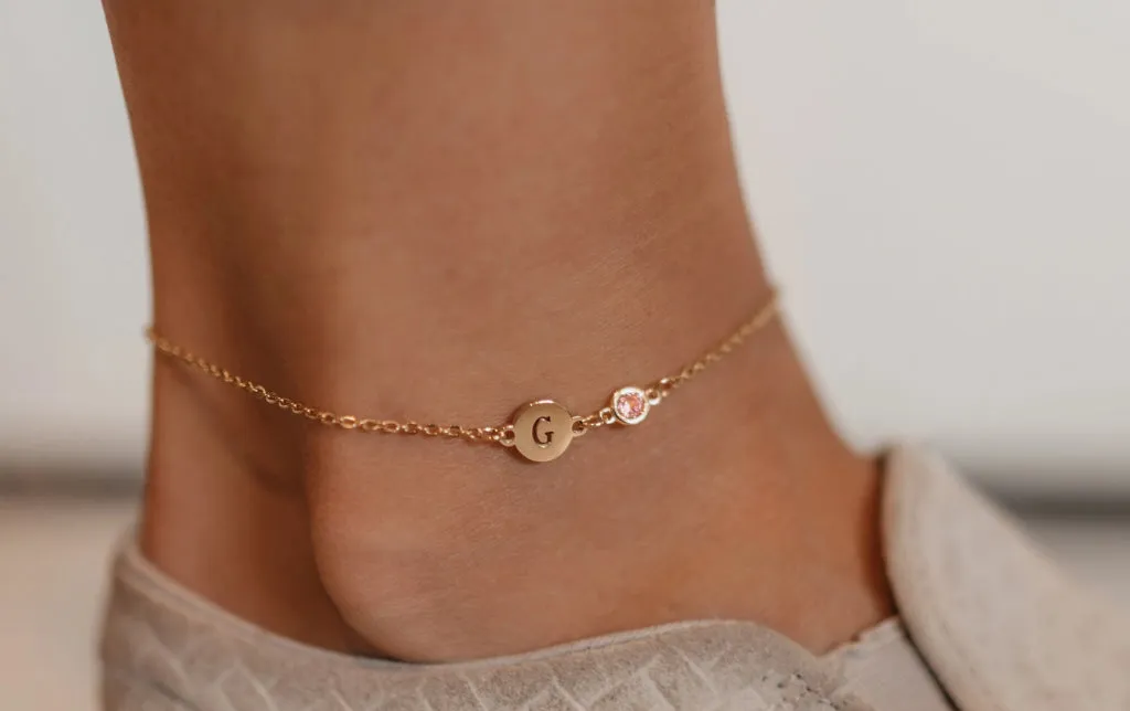 Personalized Monogram Anklet, Gold Initial Anklet