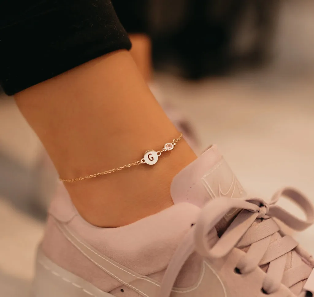 Personalized Monogram Anklet, Gold Initial Anklet