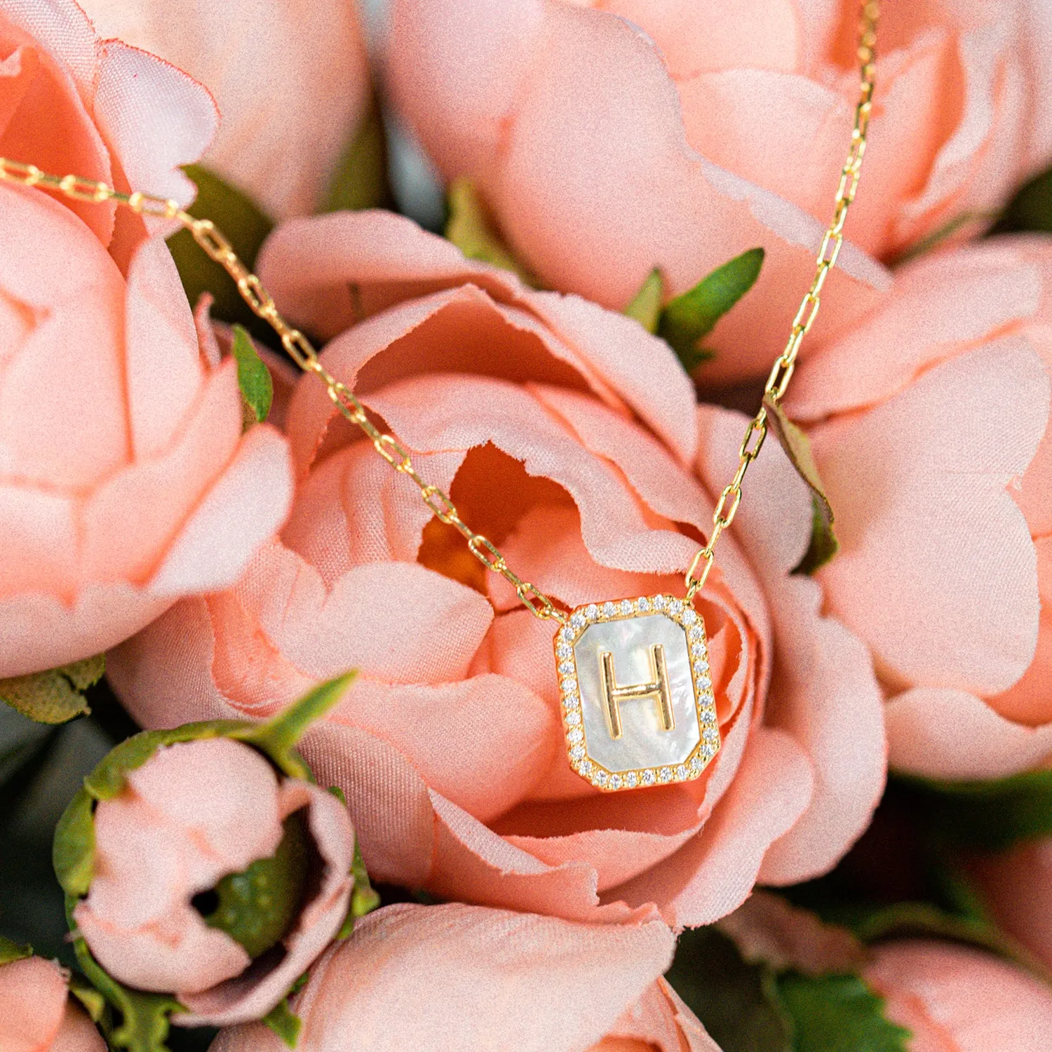 Personalized Mother of Pearl Initial Necklace