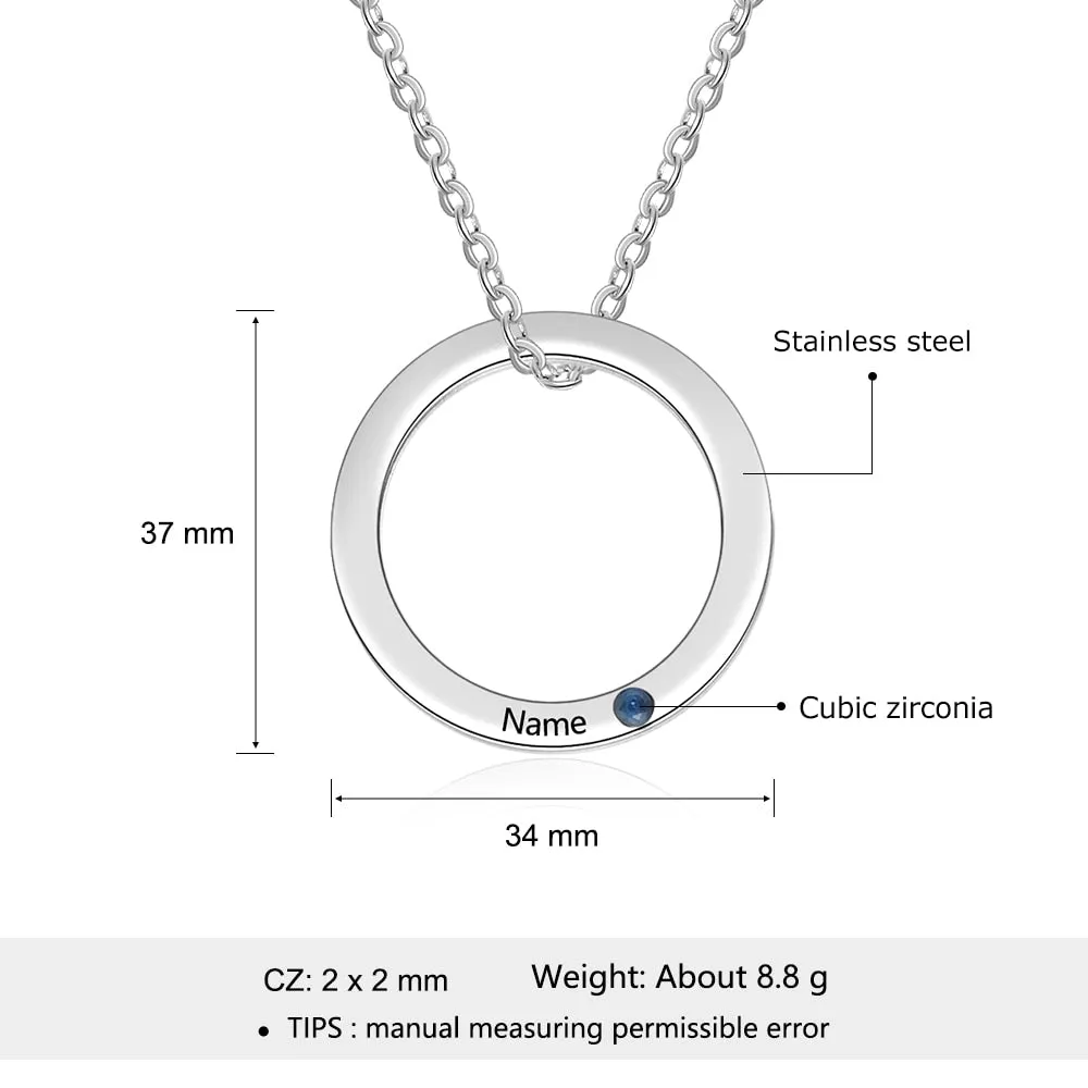 Personalized Name Engraved Necklace Custom Birthstone