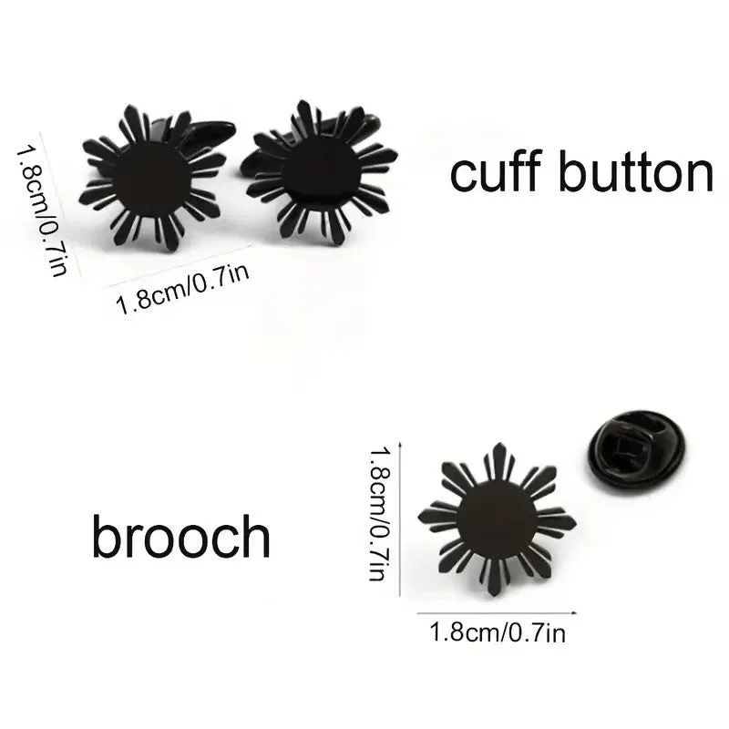 Personalized Name Engraved Sunflower Cufflink-Brooch Set