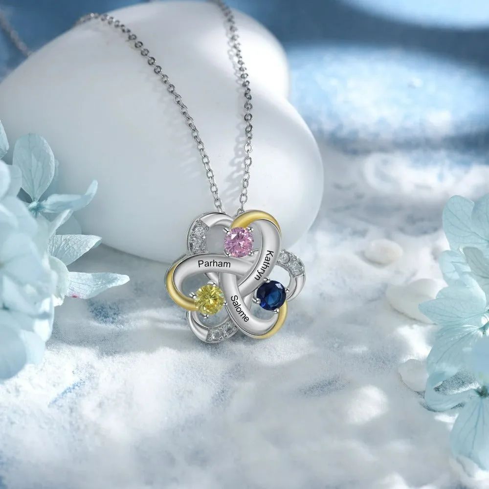 Personalized Names Engraved Flower Pendants