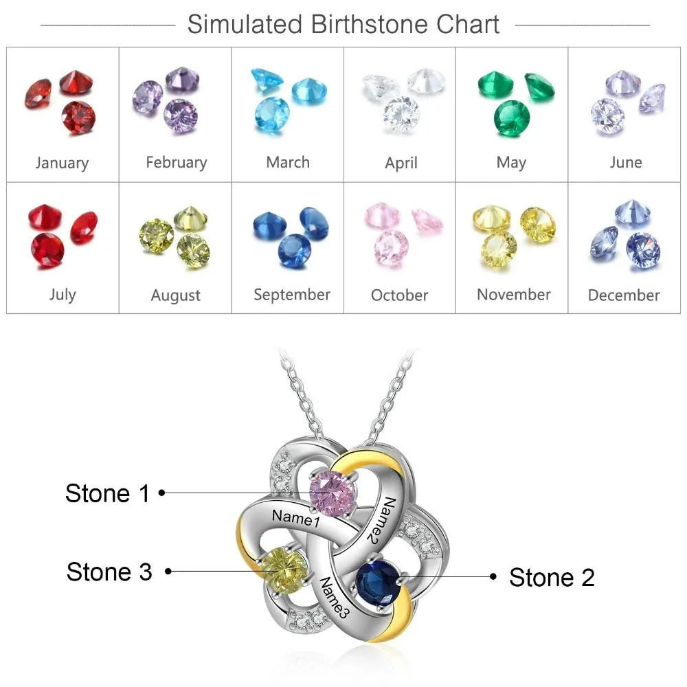 Personalized Names Engraved Flower Pendants