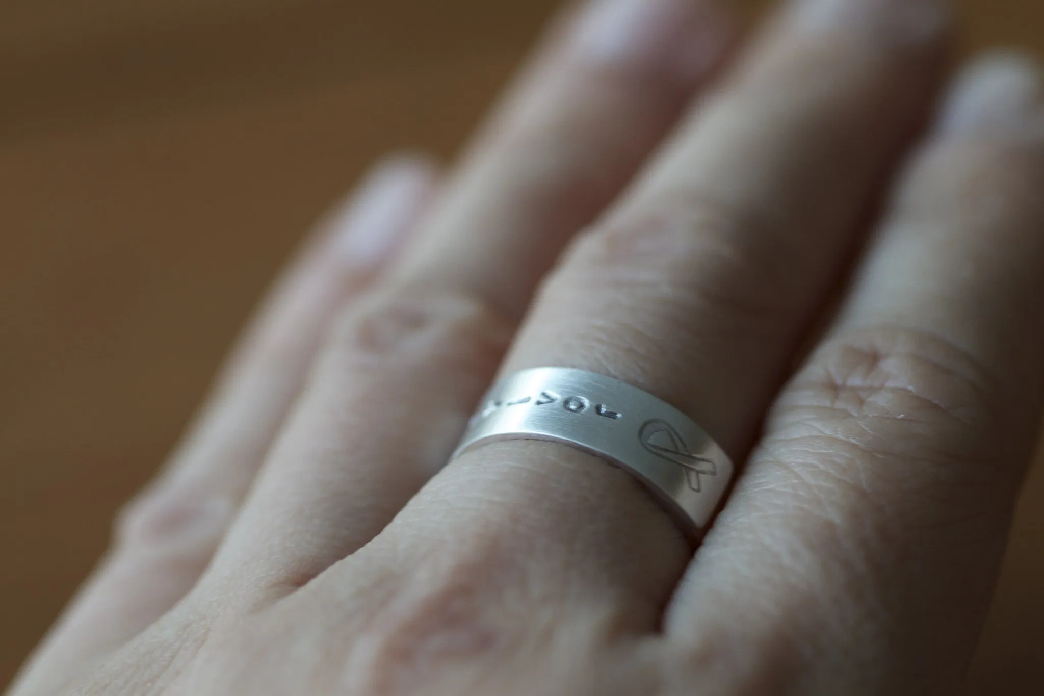 Personalized Pink Ribbon Ring (S0408)