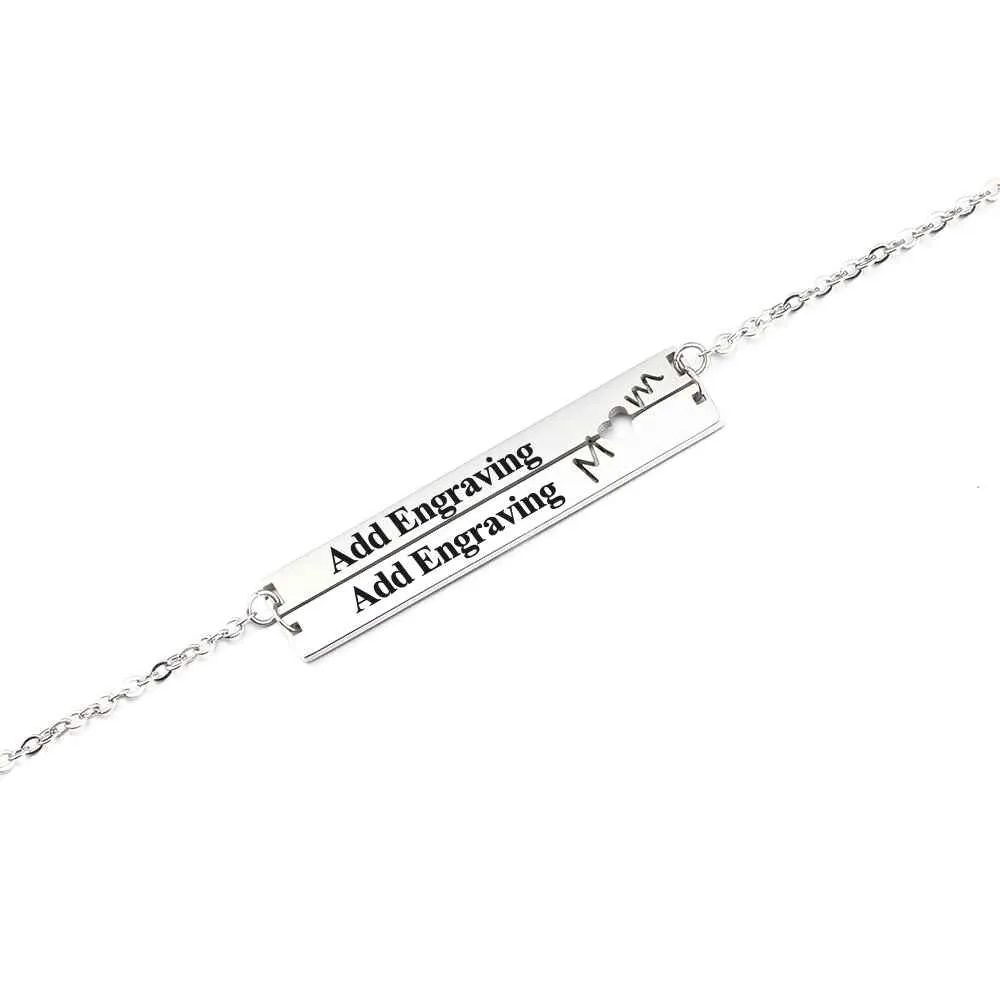 Personalized Stainless Steel Nameplate Bar Engraved Pendant Necklace, Fashion Jewelry Gift for Women