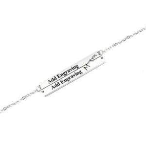 Personalized Stainless Steel Nameplate Bar Engraved Pendant Necklace, Fashion Jewelry Gift for Women