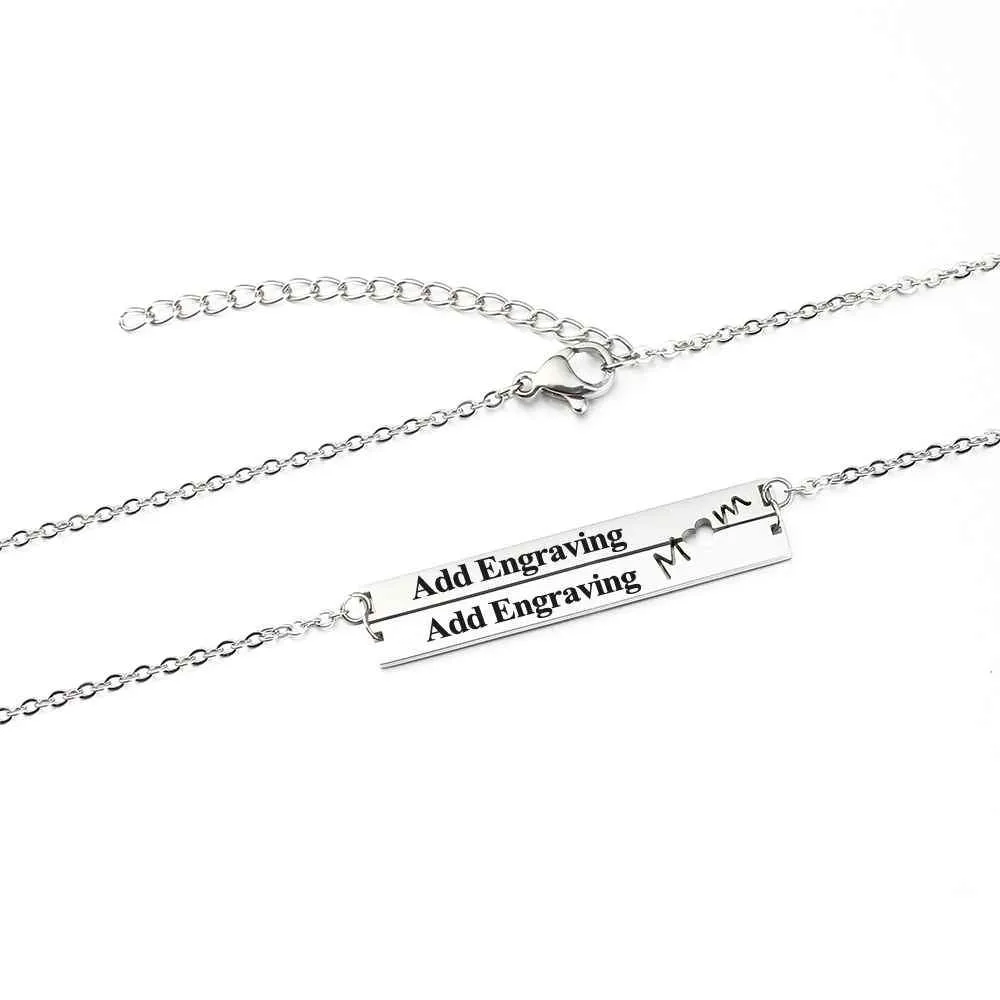 Personalized Stainless Steel Nameplate Bar Engraved Pendant Necklace, Fashion Jewelry Gift for Women