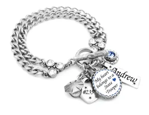 Personalized State Trooper Heart Bracelet