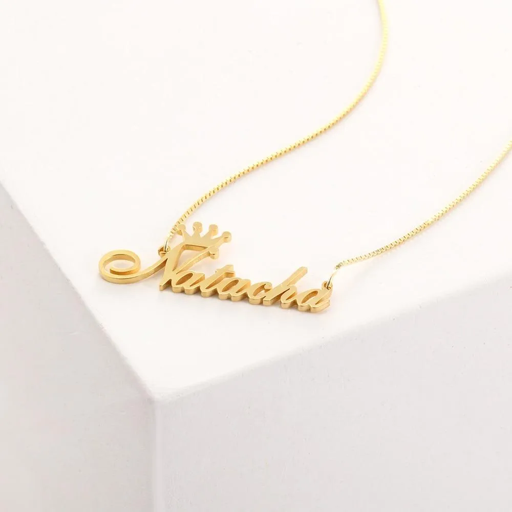Personalized Women’s 925 Sterling Necklace with Engrave Nameplate Pendant, 3 Color Options, Classic Gift for Women