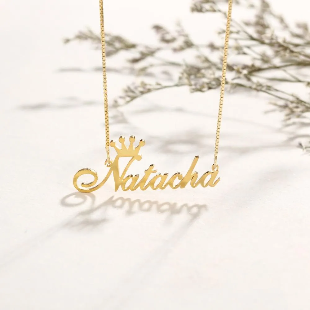 Personalized Women’s 925 Sterling Necklace with Engrave Nameplate Pendant, 3 Color Options, Classic Gift for Women